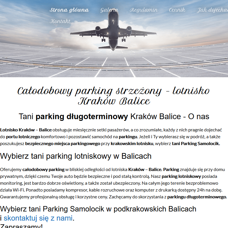 Kraków - miejsca parkingowe kraków lotnisko
